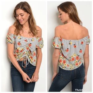 LAST 3-PACK!! Ivory Black Floral Top